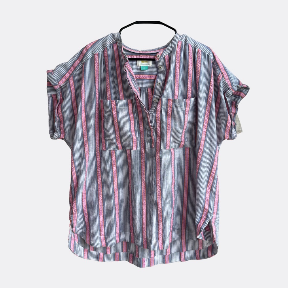 Maeve Pink and Blue Striped Blouse